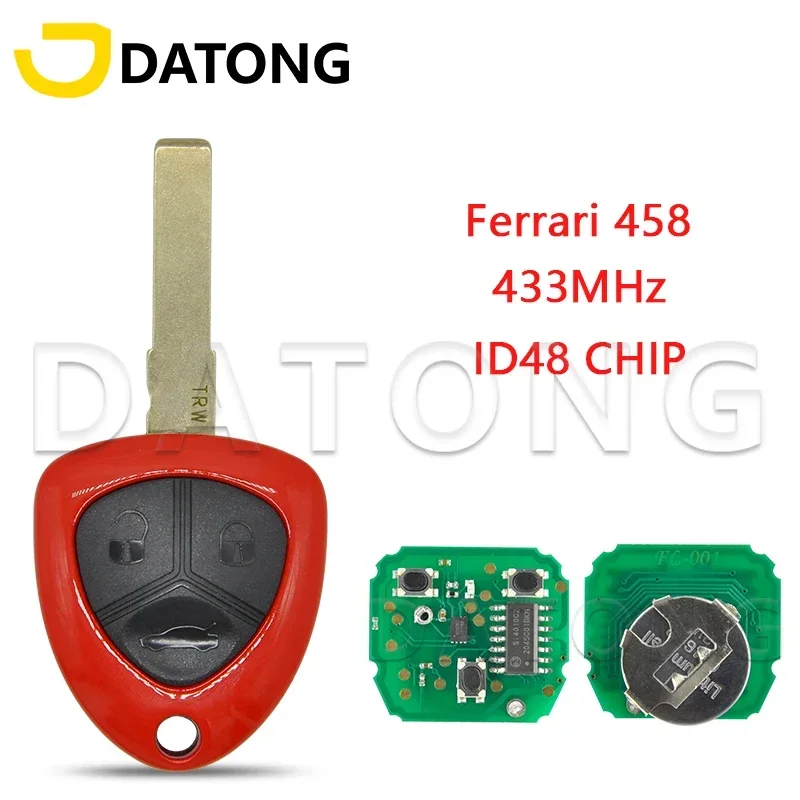 Datong World Car Remote Key For Ferrari 458 433.92 ASK Mhz 48 Chip 3 Button Auto Smart  Control Uncut