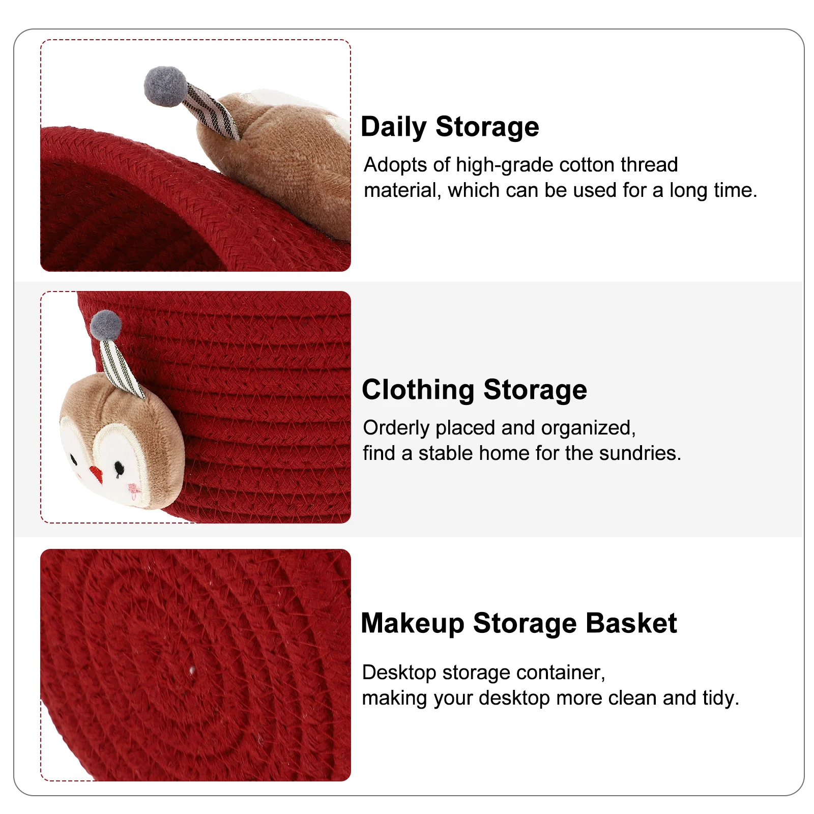 

Small Woven Cotton Rope Storage Basket Home Decorative Organizer For Clothing Accessories Bathroom Household Farmhouse Modern