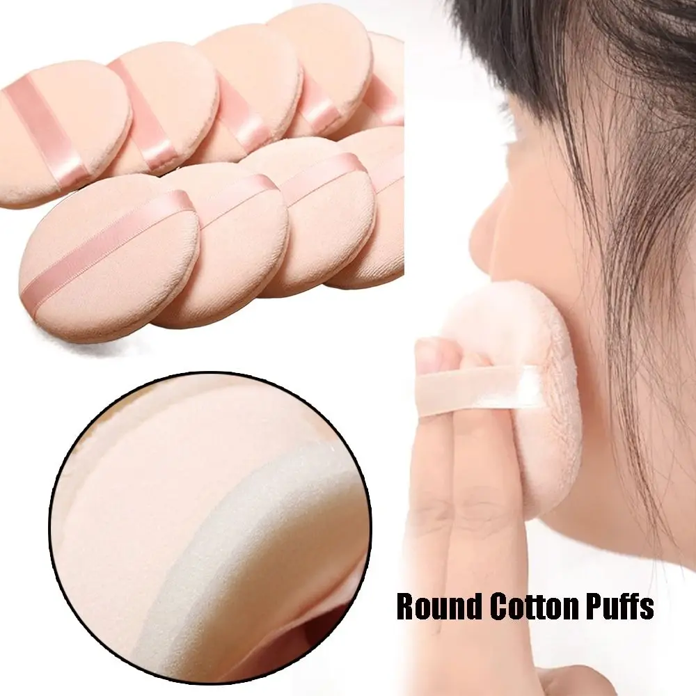 Powder Puff Round Round Cotton Puffs Soft Cotton With Ribbon Velvet Durable Velvet Powder Puff for Face Makeup Application