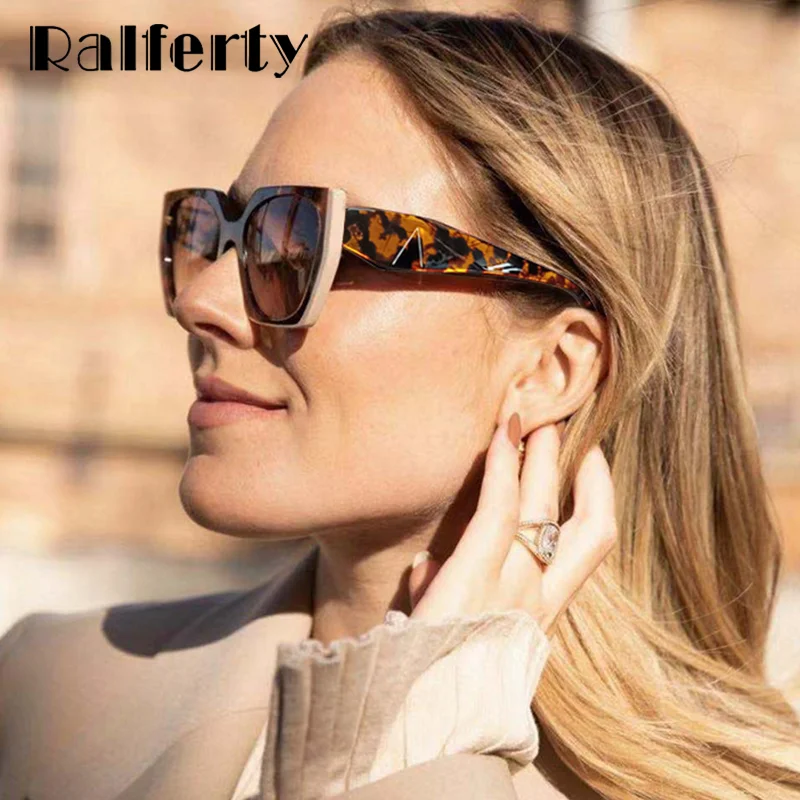 Ralferty-Lunettes de soleil léopard vintage pour femmes, lunettes de soleil de conducteur de luxe, UV400, lunettes décoratives pour femmes