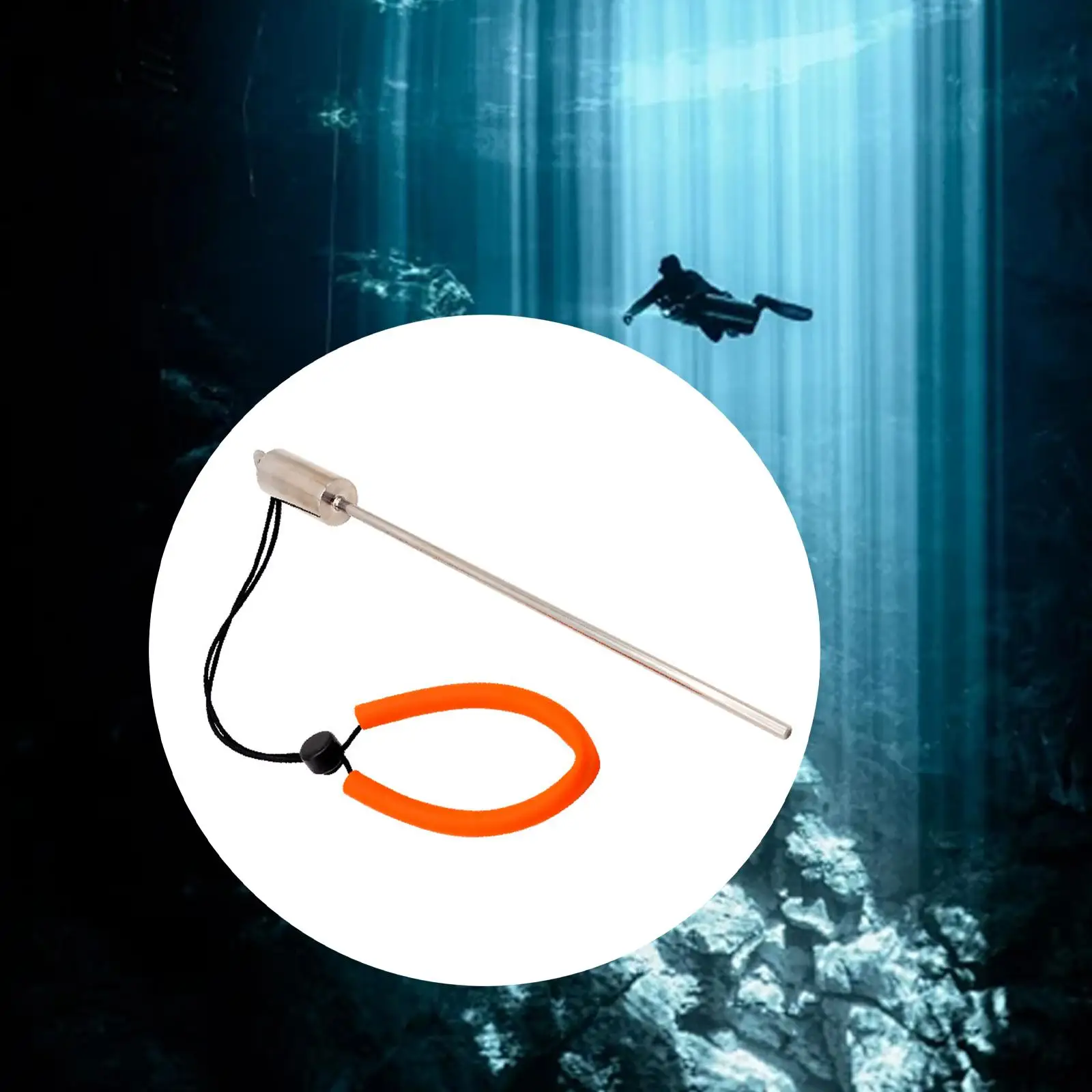 Diving Stick Stainless Steel Clear Scale Multifunctional Shaker Noise Maker Diving Pointer Rod for Underwater Sports Indication