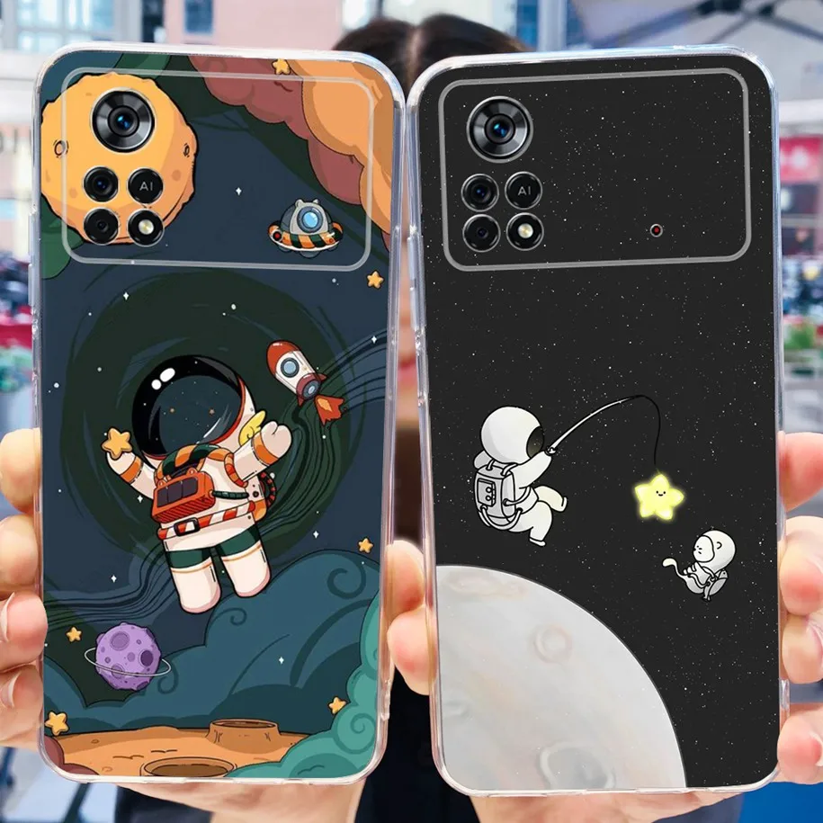 For Xiaomi Poco X4 Pro 5G Case Lovely Astronaut Silicone Capa Soft Phone Cover For Xiaomi Poco X4 GT Funda PocoX4 X 4 Pro Bumper