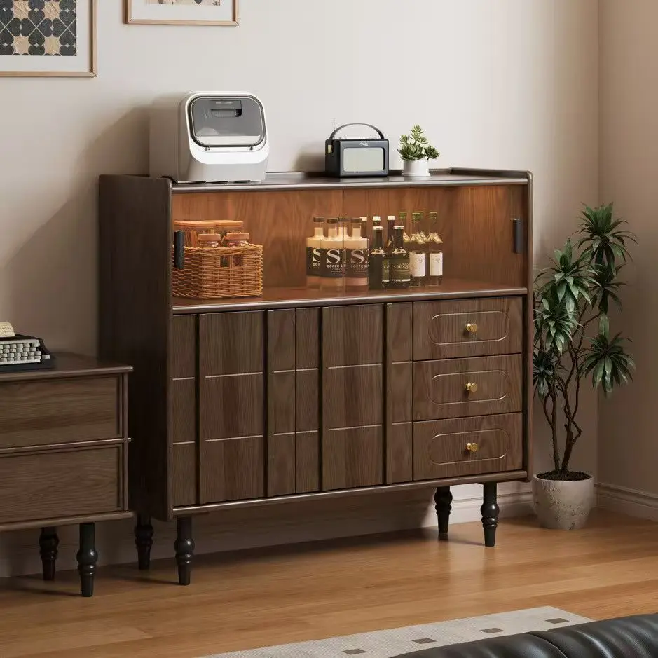 Solid wood dining edge integrated living room against the wall, modern tea storage multifunctional wine cabinet, kitchen