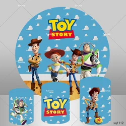 Disney Toy Story Round Backdrop Cover Clouds Sky Wall Woody Buzz Lightyear Boys Birthday Party Circle Background Plinth Covers