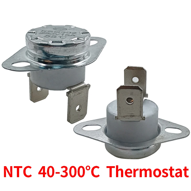 2/5/10PCS Bimetal Thermostat KSD302/KSD301 40-300C 16A 250V Ceramics 40C 60C 100C 150C 200C 250C 300degrees Normally Closed Open