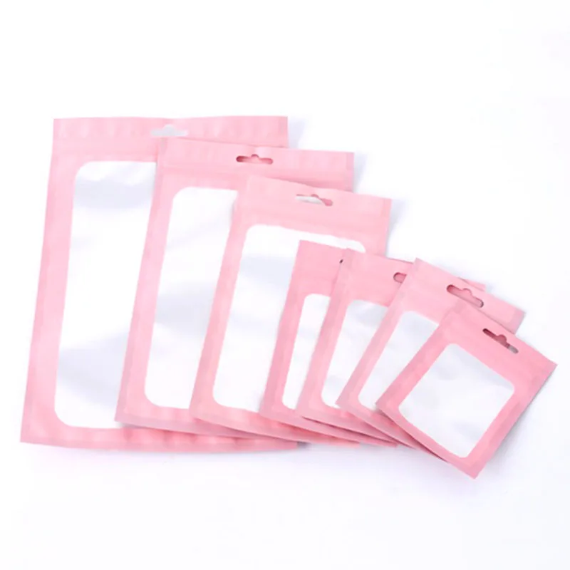 50pcs Reusable Mylar Bags Ziplock Hang Bags with Clear Window for Jewelry Display Packaging Self Sealing Food Storage Supplies