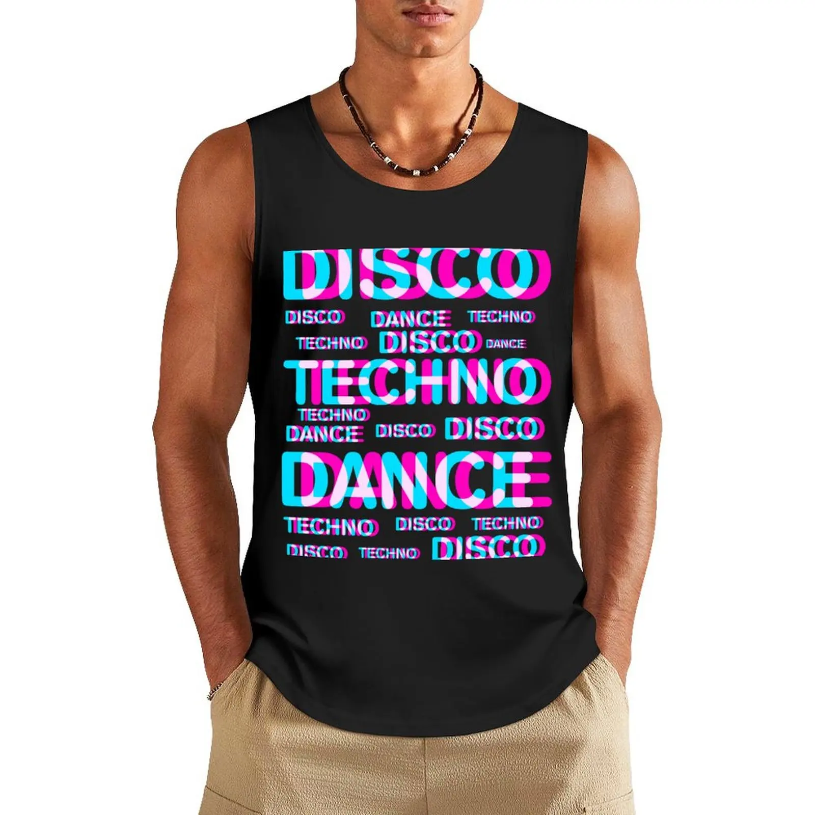 Disco dance techno Tank Top fitness Men's cotton t-shirt muscle t-shirt basketball clothing