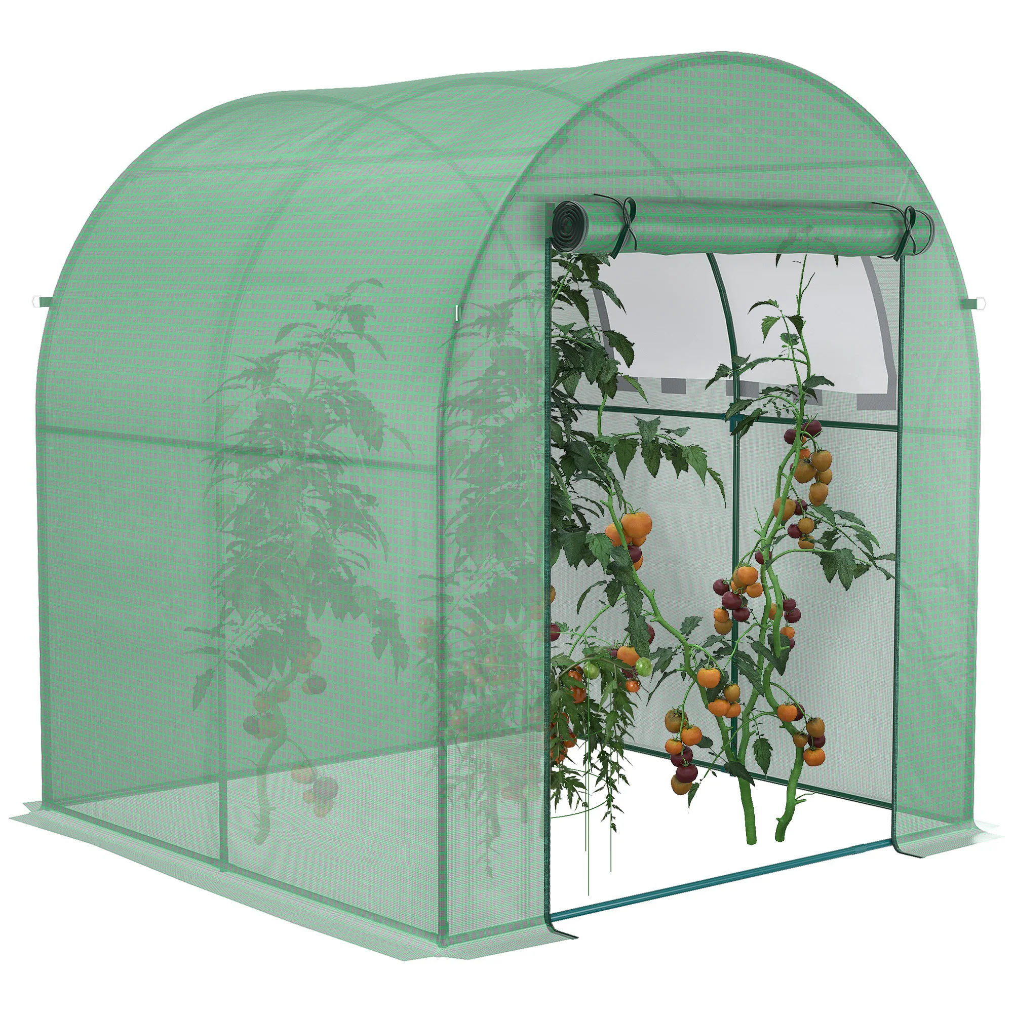 Outsunny Tuinkas 180X180X200 cm Roldeur met gaasvenster