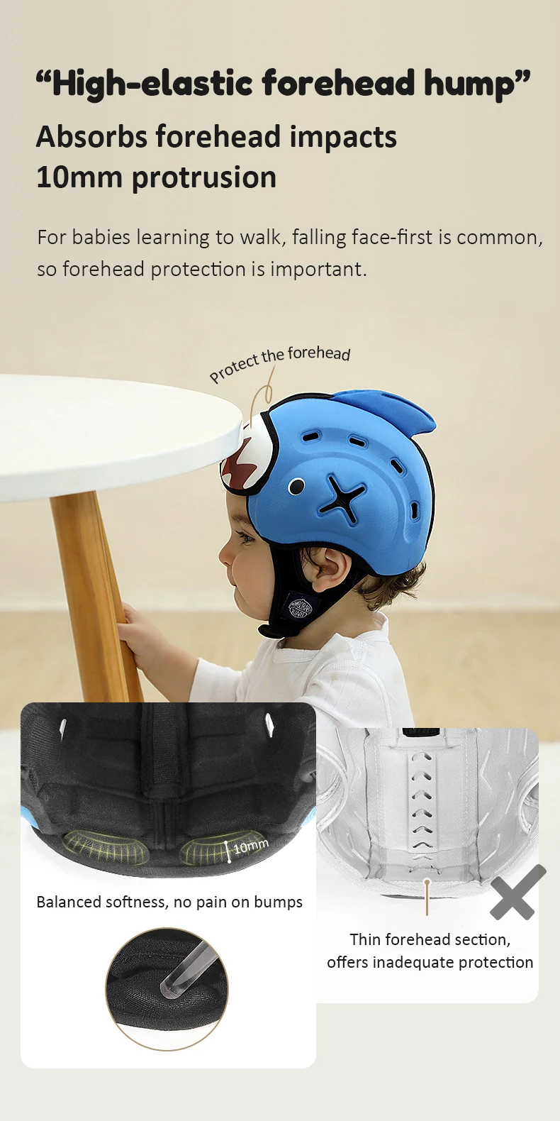 Mambobaby Sicherer Anti-Schock-Babyhelm, Kleinkind-Kopfschutz, Kopfbedeckung für Kleinkinder, Krabbeln lernen, Spaziergänge, verhindert Verletzungen vor Stößen – Detail 4