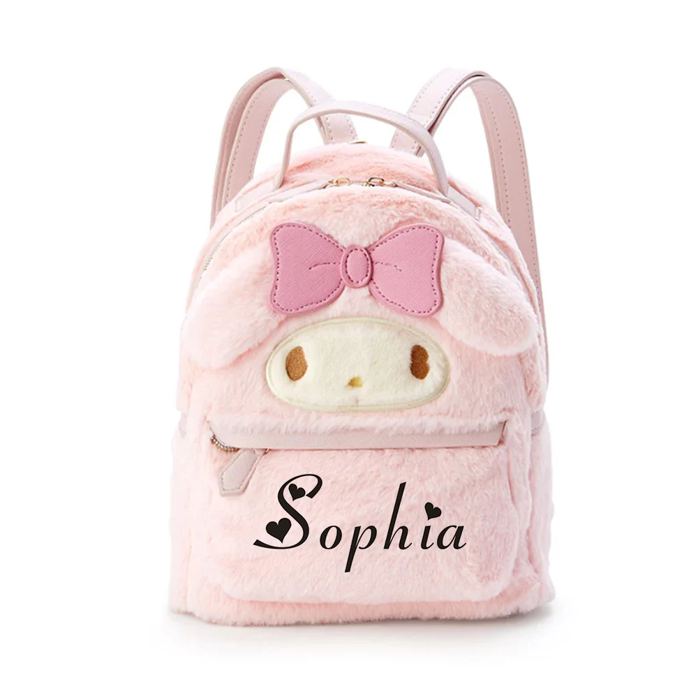 Personalized Name New Cartoon Kids Plush Backpack Kindergarten School Bags Gift Custom Cute Girls Doll Toys Gifts Backpack Bag