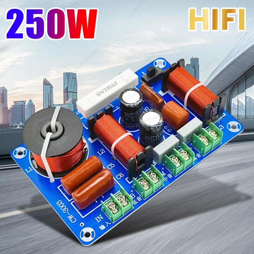 250 W Frequenzteiler Höhen Mittlerer Bass 3 Wege Audio Lautsprecher Crossover Modul 5200 Hz-5500 Hz Einstellbar DIY Home Audio Systeme