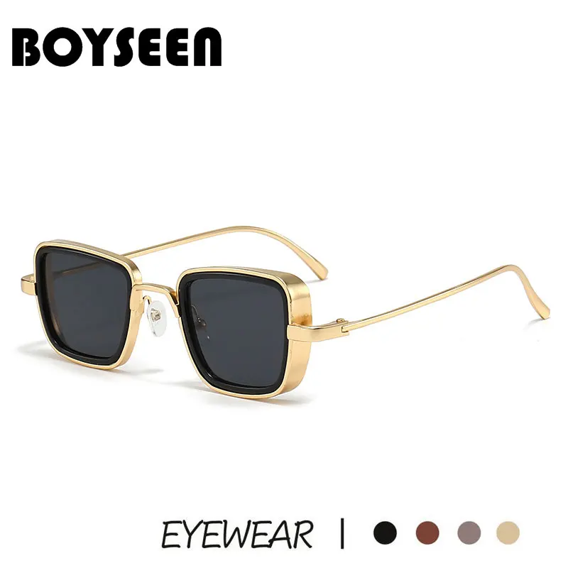 BOYSEEN Vintage Metal Steampunk Sunglasses Men Women Sun Glasses For Men Women Stylish Retro Brand Shades Male Female UV400