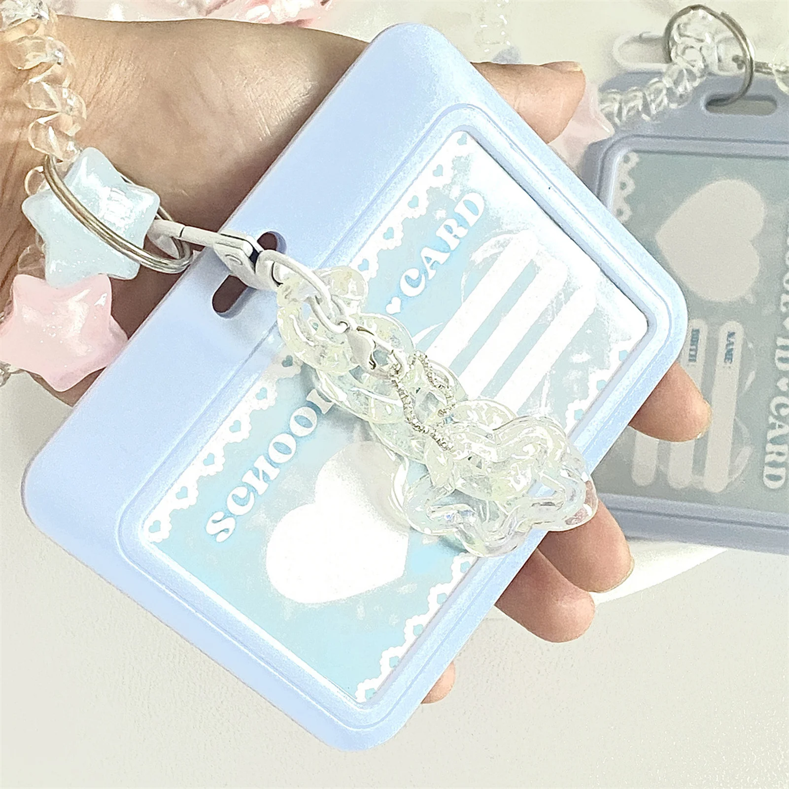 Sliding Plastic ID Badge Holder Fashionable Horizontal/Vertical Card Protector for Credit Cards/Proximity Key Cards School ID