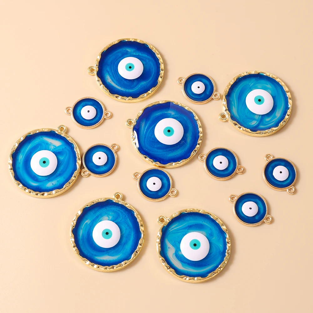 Leslie 10 Stück Ethnische Türkische Böser-Blick-Anhänger Glücksbringer Blaue Augen-Charms für Frauen Schmuckherstellung DIY Halsketten Ohrringe Zubehör – Detail 4