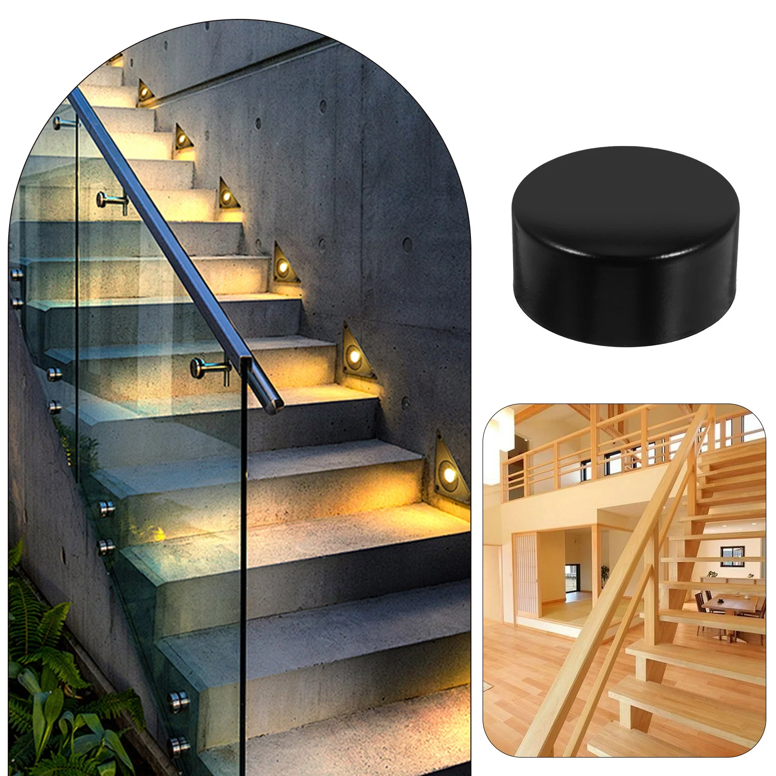 2 ชิ้น Handrail End Caps Bannister End Caps บันได Handrail End ครอบคลุมปลายท่อปลั๊กหมวก Handrail End Protector สําหรับในร่มบันได