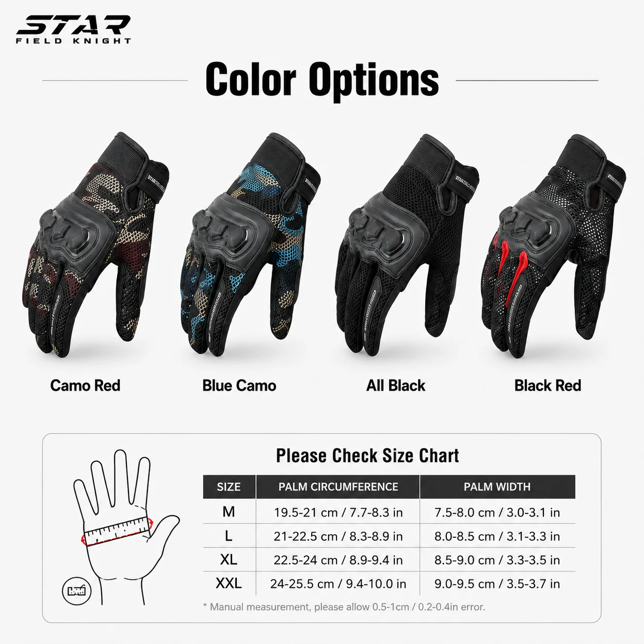 STAR FIELD KNIGHT SKG-533 Summer Motorcycle Gloves Men Women Breathable Mesh Touchscreen Hard Knuckle Full Finger Biker Gloves
