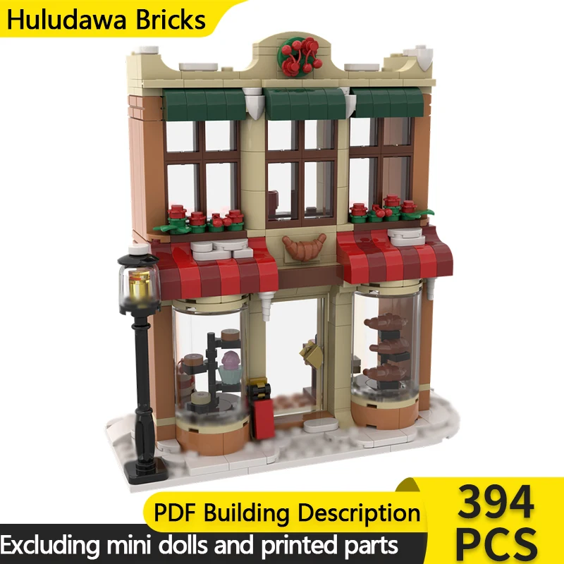 

Модель City Street View MOC, строительные кирпичи, рождественская пекарня, модульная технология, детские праздничные подарки, сборные игрушки, костюм