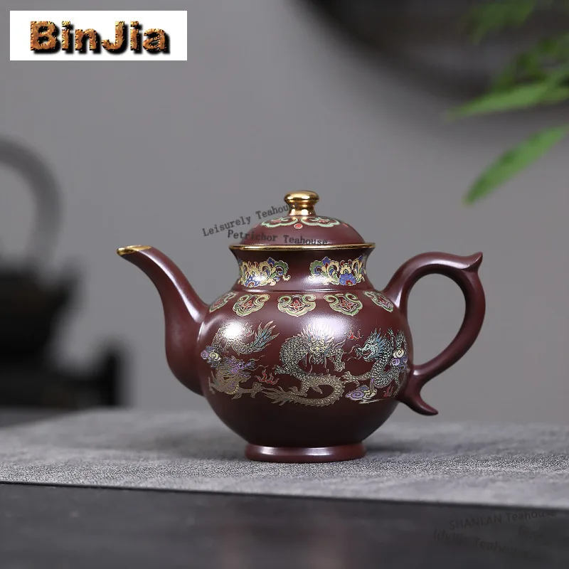 

450 мл Zen Yixing фиолетовые глиняные чайники ручной работы Lucky Dragon Palace фонарь горшок необработанная руда фиолетовый грязевой чайник китайский чайный сервиз Zisha