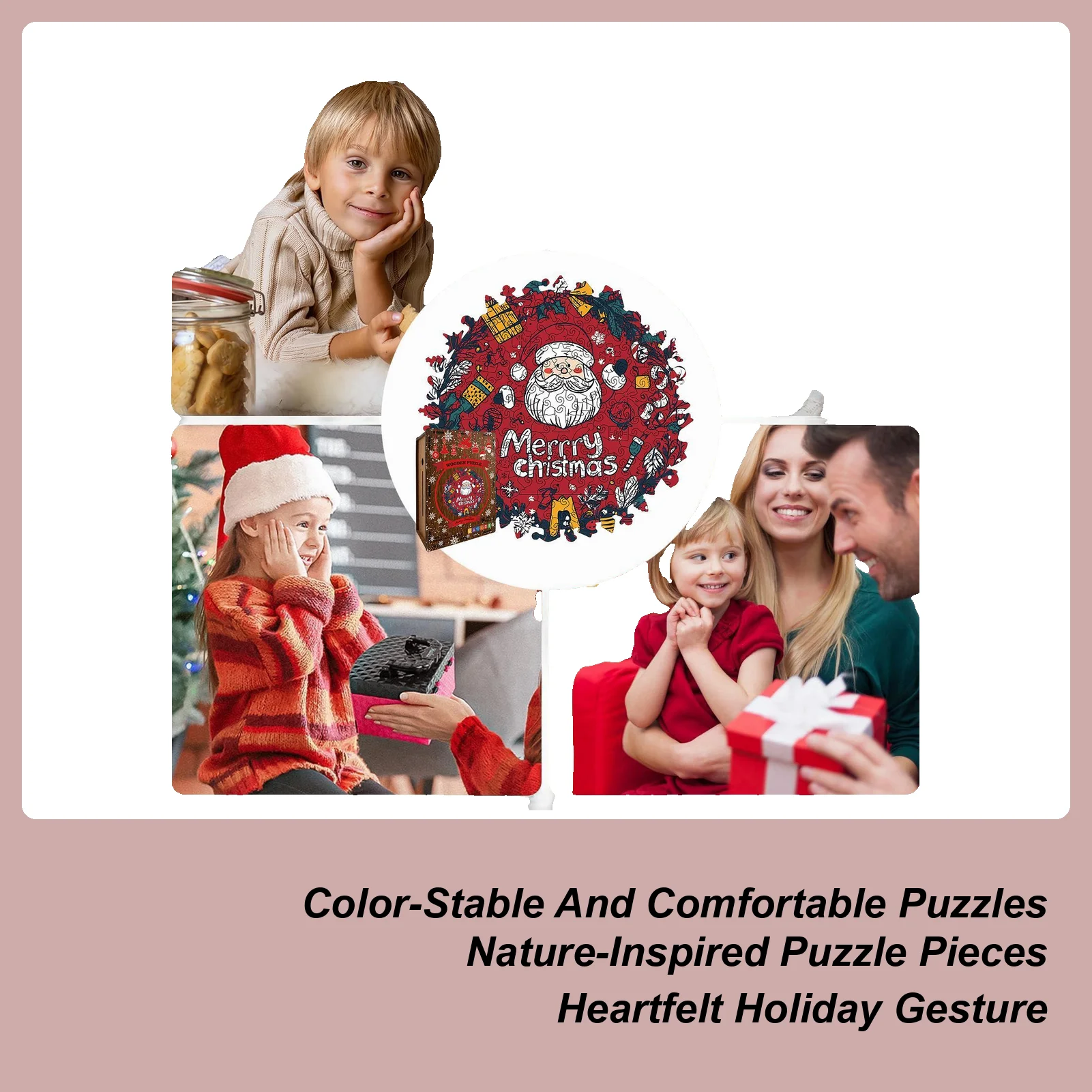 

Jigsaw Puzzles Christmas-Themed Wreath Design Wreath Shape Wood Puzzles For Family For Women Boys Girls Youth Teens Husband Son