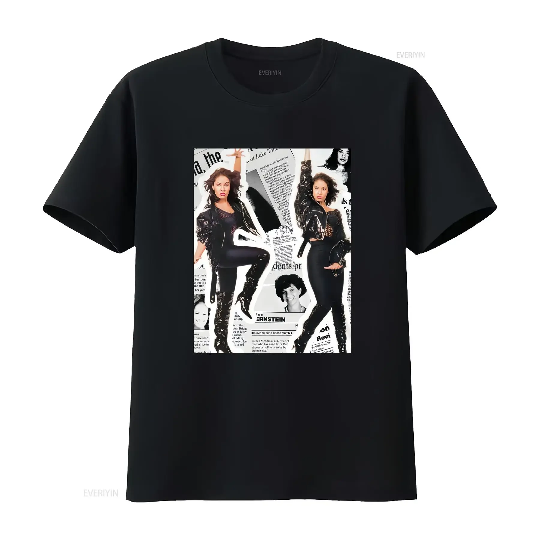 

Selena Quintanilla B W Leather Ultra Cotton T Shirt vintage Washed Casual Stylish designer clothes Slightly streetwear