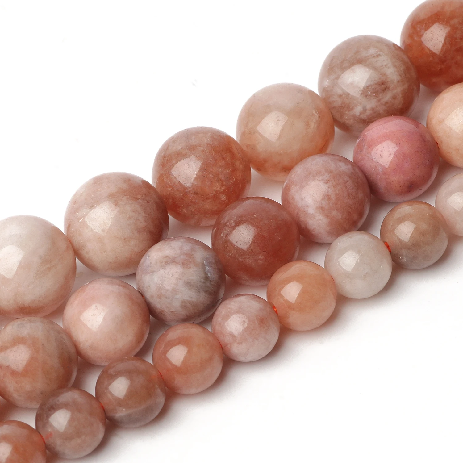 6/8/10mm AA Natural Stone Sunstone Bead Pink Smooth Round Loose Spacer Beads for Jewelry Making Supplier DIY Charm Bracelet 15\'\'