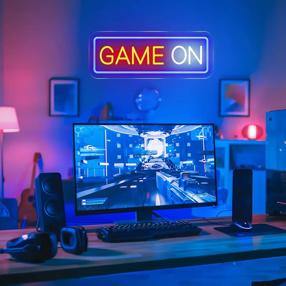 Game on Neon Sign Game Over Neon Light Gaming Room Decor Game Zoom Led Lights for Bedroom Game Room Decoration Gifts for Teen