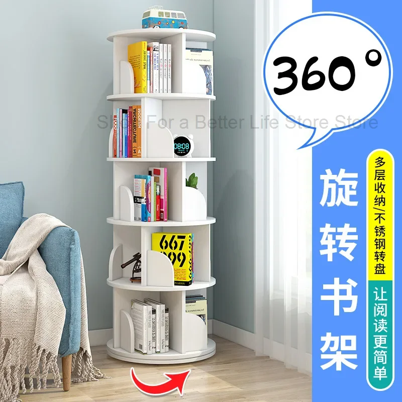 

Rotating bookshelf book stand simple household space saving simple landing student creative storage bookcase