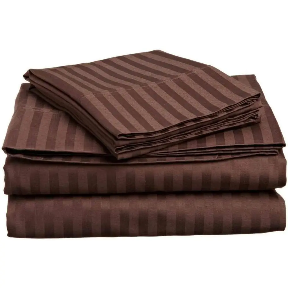 

Queen Size 5-Piece Duvet Cover Set: 400TC Egyptian Cotton, Zippered Closure, Light Stripe Pattern