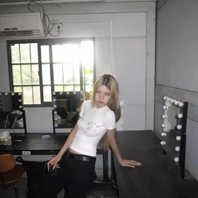 Yedinas-camiseta gótica feminina, moda coreana, tops de verão, finos, estética grunge, camiseta vintage Y2K, roupas femininas, 2021