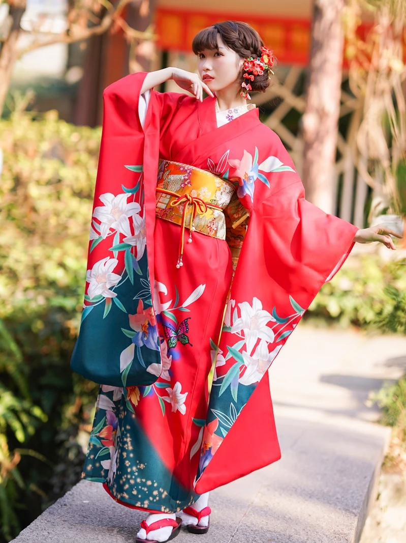 

Japanese Kimono Women's Summer Formal Wear Modified Vibrating Sleeve Lily Positioning Large Vibration Not Easy to Wrinkle