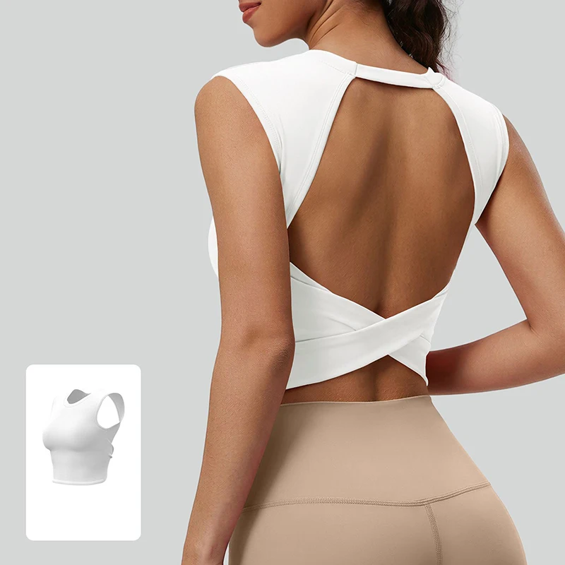 

Женский спортивный топ-бра 2026 с перекрестной спинкой и вырезом «ключевая дырка», с эффектом пуш-ап, со съемными вкладышами, дышащий, для йоги, пилатеса и бега