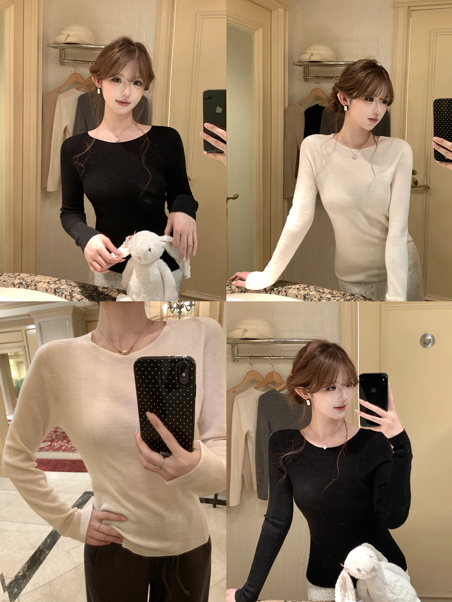 

Ultra-Fine Island Precision 8-Needle Full Wool Sl One-Piece Base irt Pokemeng Winter ential Simple Sle Women's ...