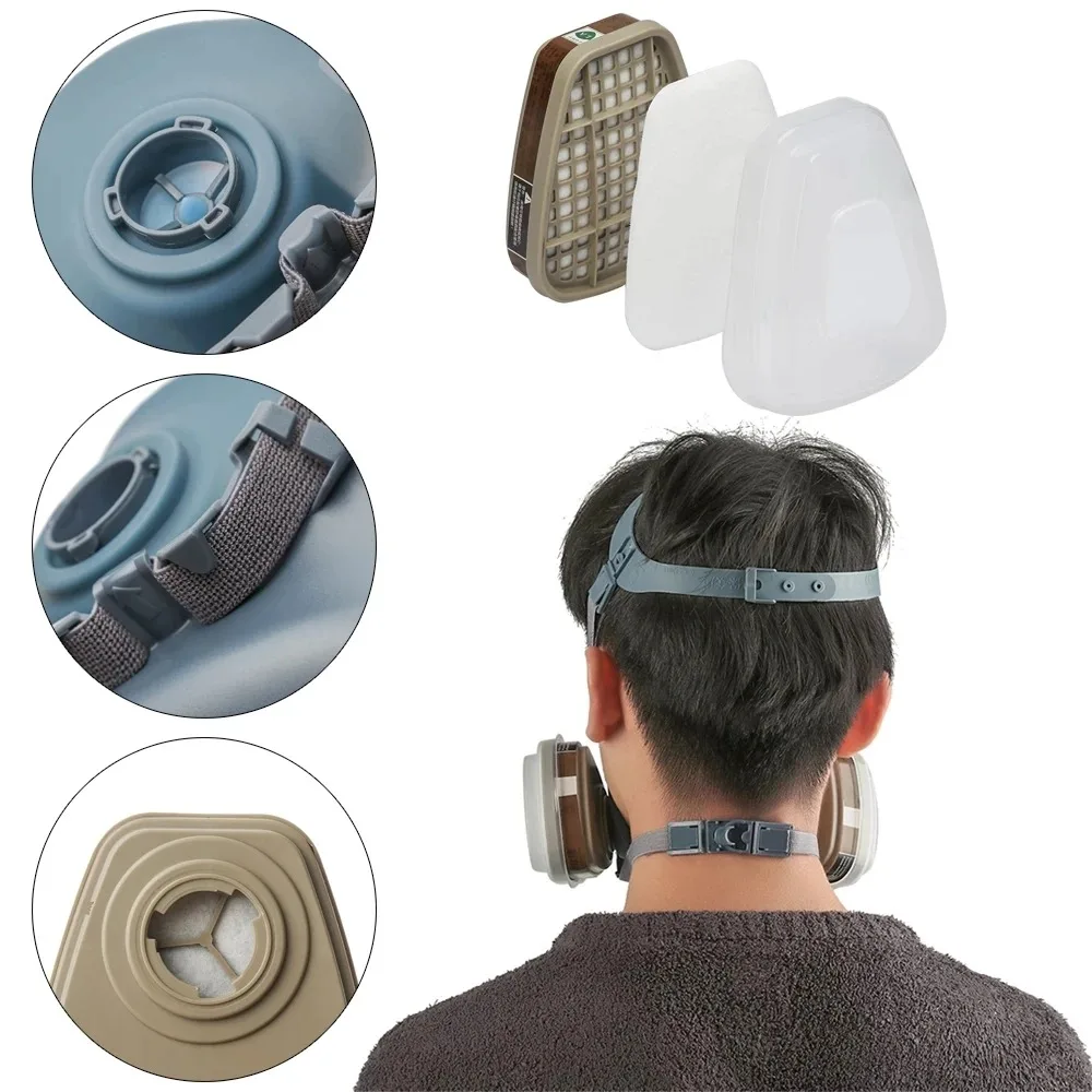 7 em 1 terno 7501 7502 7503 máscara de gás industrial com filtro 6001 respirador químico para spray de tinta e proteção contra vapor orgânico