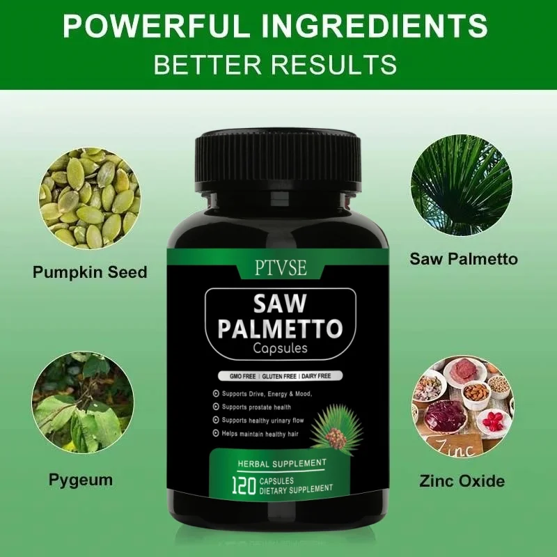 Powerful Saw Palm Capsule Support Prostate Health Supplement Growth Hair Booster Reduce Frequent Urination Help Sleep