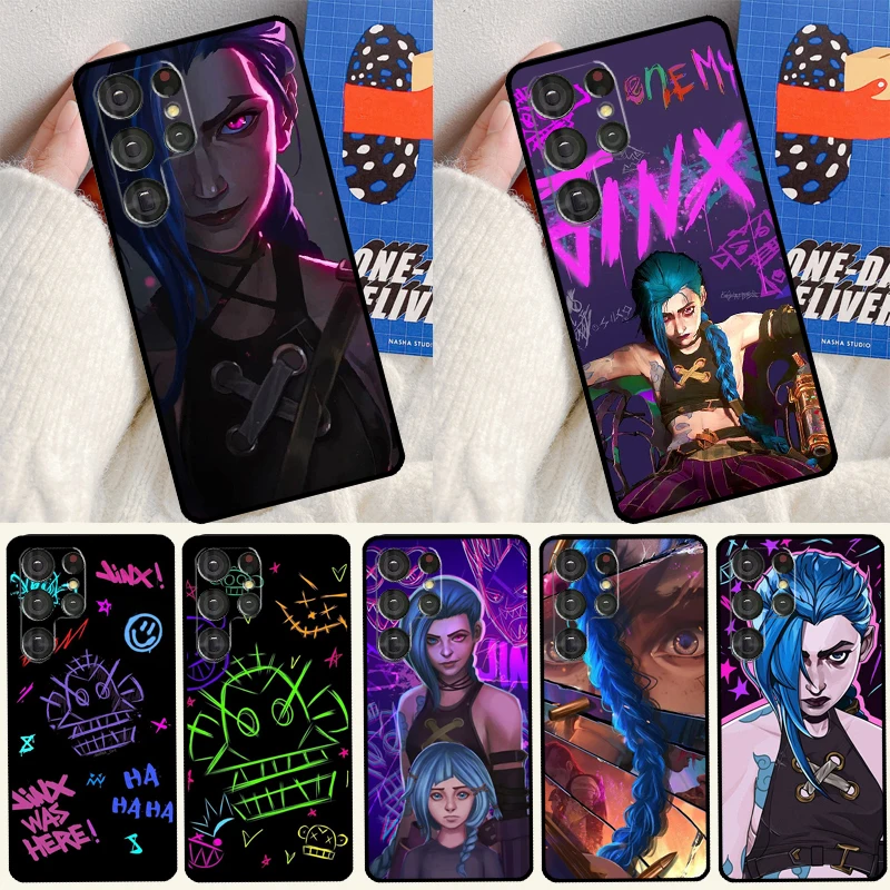 Anime Arcane Jinx For Samsung Galaxy S23 S22 Ultra S21 Ultra Note 20 S20 FE S8 S9 S10 Note 10 Plus Phone Case