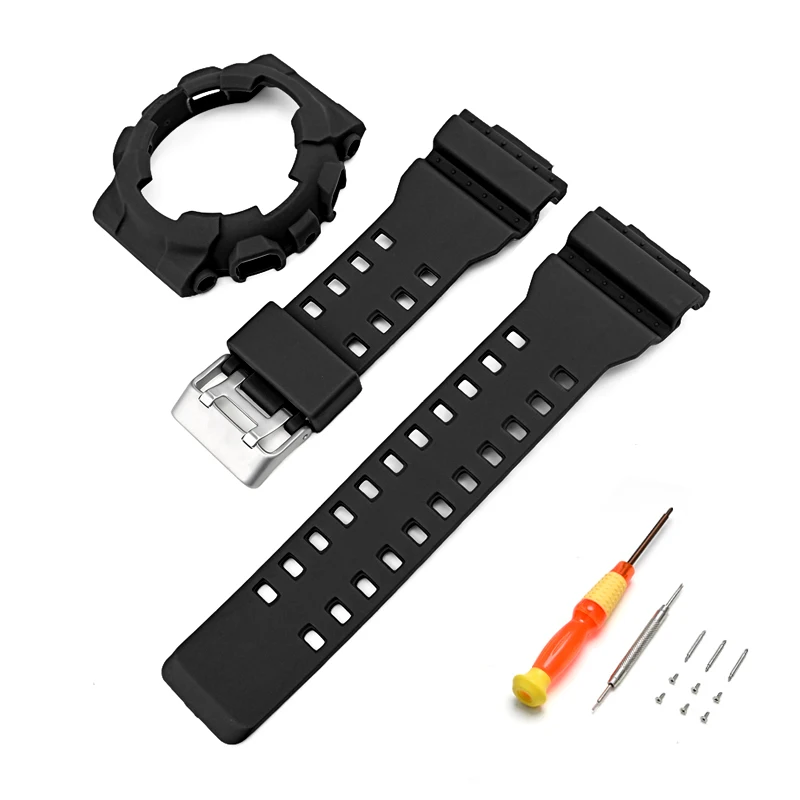 Strap Case for Casio G-Shock GA-100/110/120/140 GD-100/110 GAX-100 Matte Rubber Silicone Bracelet Watch Band Protective Shell