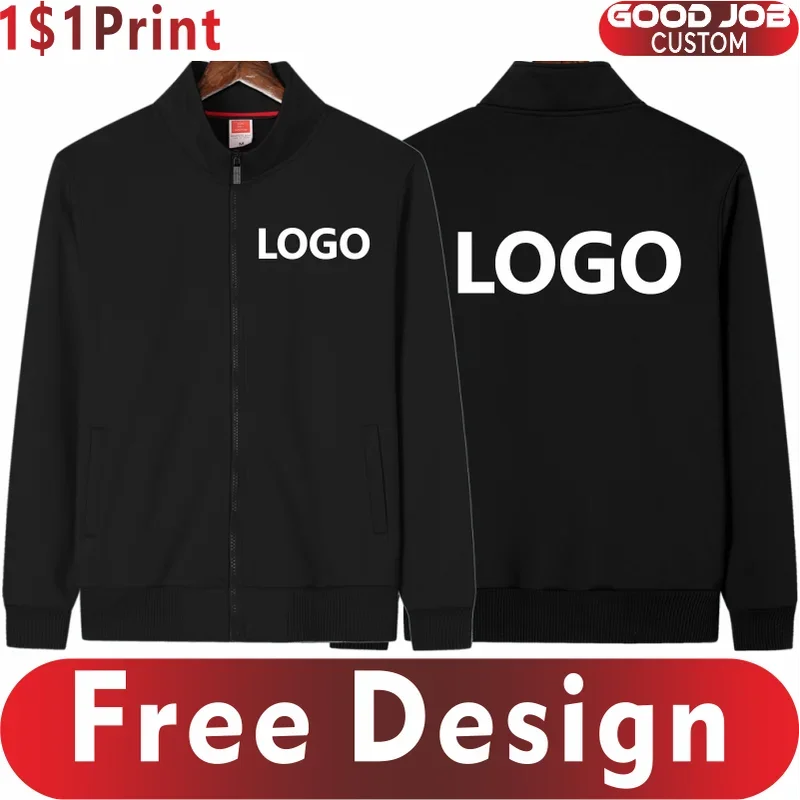 Winter Men Women Fleece Warm Jacket Custom Logo Company Team Casual Coat Printing Design Stand Collar Sweatshirt Embroidery 2025