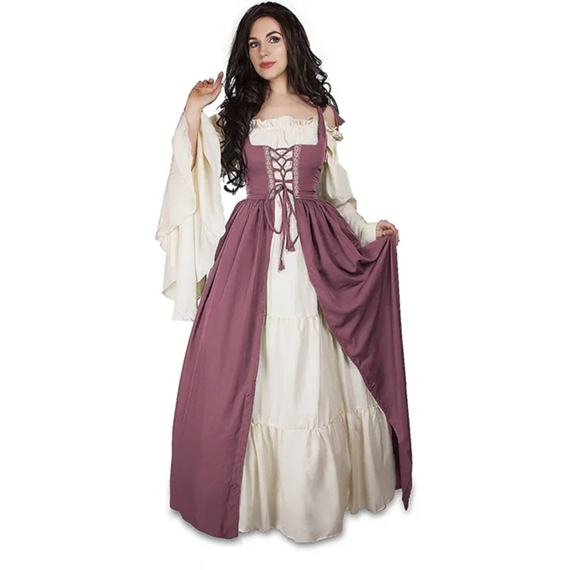 Halloween mittelalter liche Kleid Frau Renaissance gotische lange Maxi kleid weibliche Vestido viktoria nischen Schnür Paty Ballkleid Kleider 2922