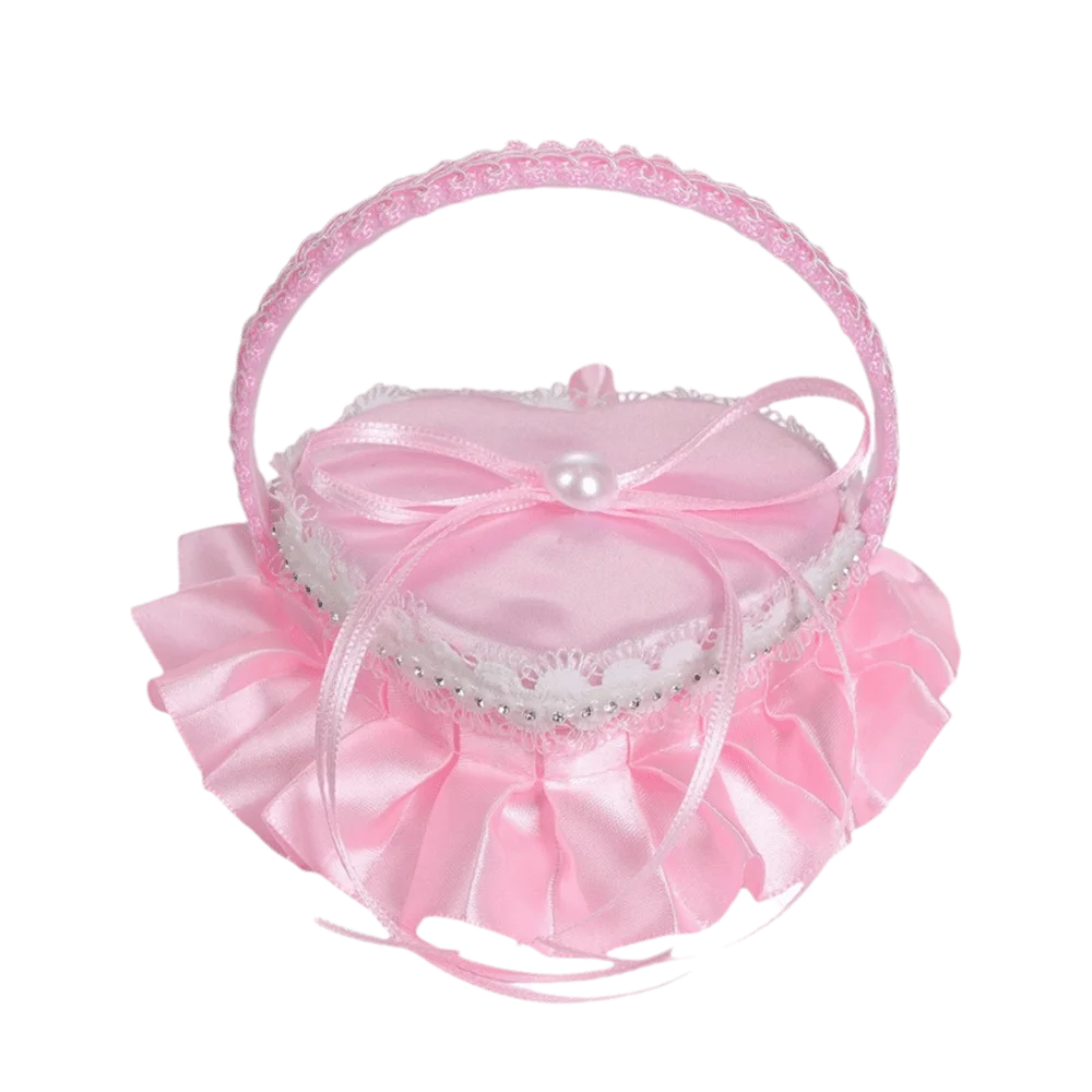 

Western Style Mini Lace Ring Box Satin Double Ring Ring Pillow with Handle Heart Shape Ring Storage Box Bride Gifts