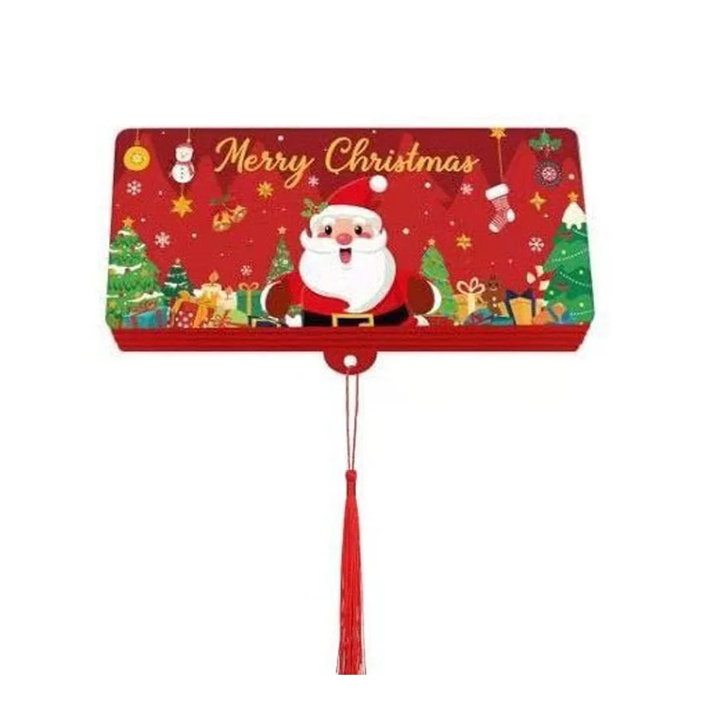 

Santa Claus Christmas Cash Gift Envelope Christmas Tree with 10 Slots Folding Banknote Card Christmas Surprise Party Money Box