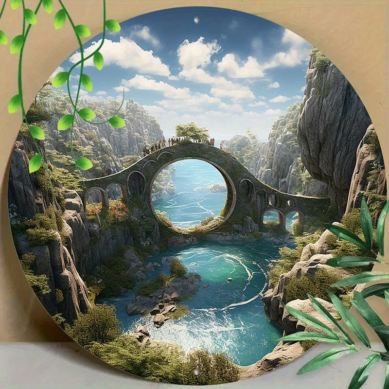 

Round Aluminum Sign, Landscape Wall Art for Home Restaurant Garage Cafe Garden Decor, Decorative Wall Poster, 8in &11.8in 1pc