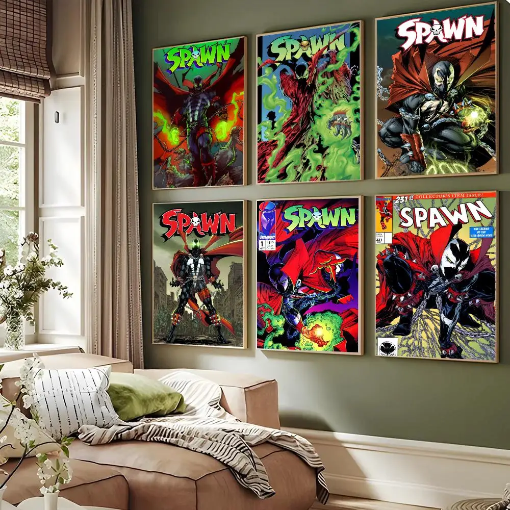 Spawn Comic Dark Superhero Poster Sticky Wall Art Waterproof Home Living Bed Room Aesthetic Decor