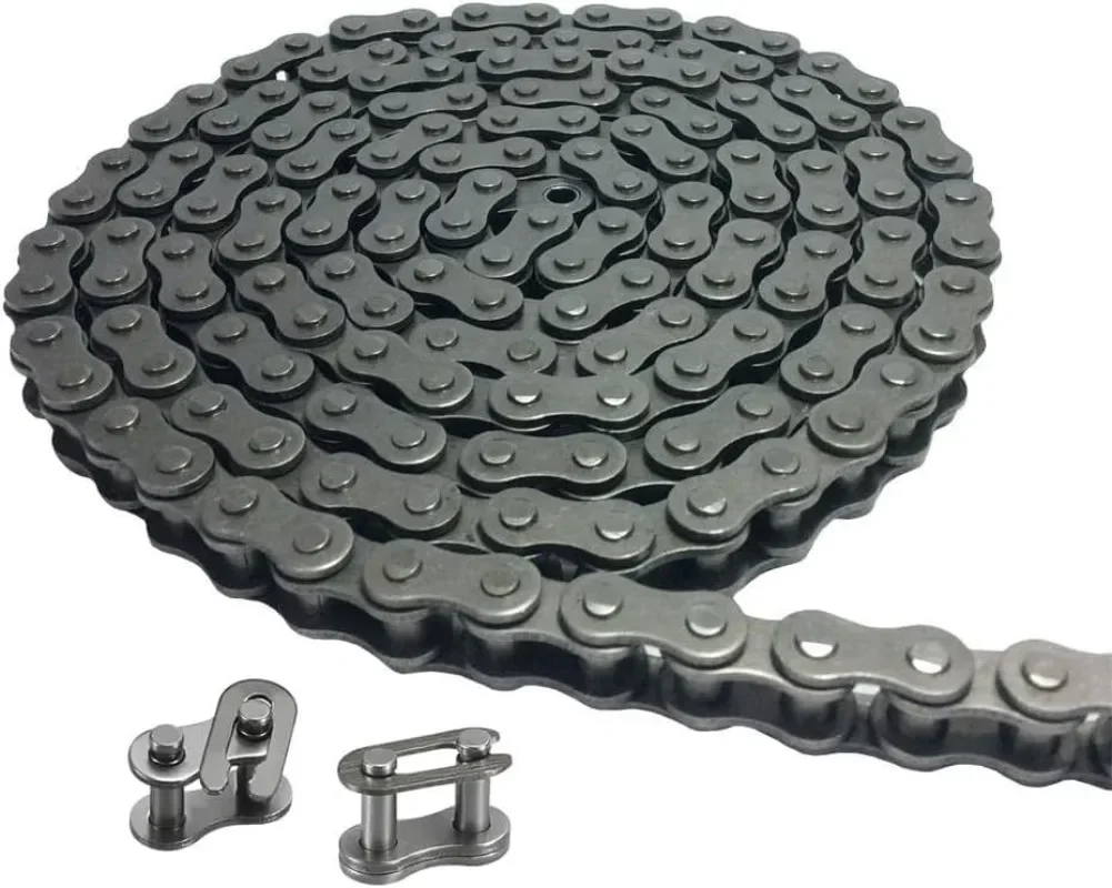 【Best-selling】5 Feet Industrial Chain Carbon Steel Roller Chain with 2 Connecting Links Zinc Finish Plain Conveyor Chain