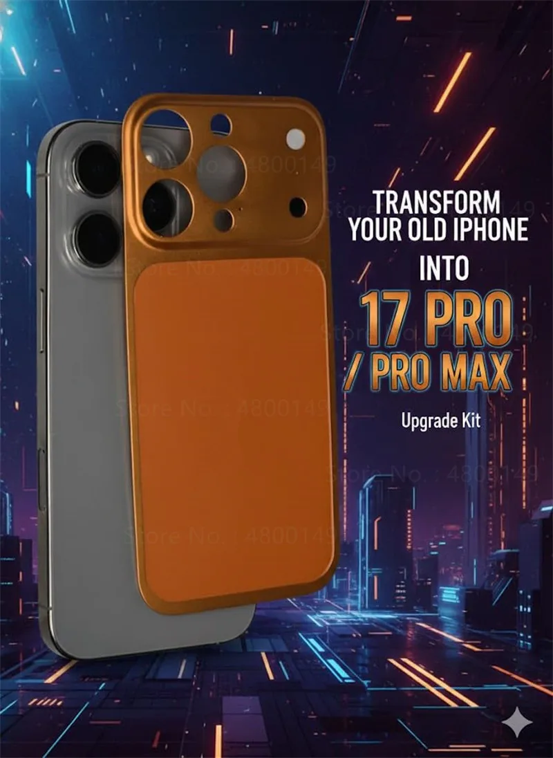 Fotografia 5: Capa Traseira de Metal para iPhone 17 Pro Max (compatível com iPhone 16, 15, 14, 13 Pro Max, 16 Pro, 15 Pro, 17 Pro) com Adesivo Conversor de Capa Traseira