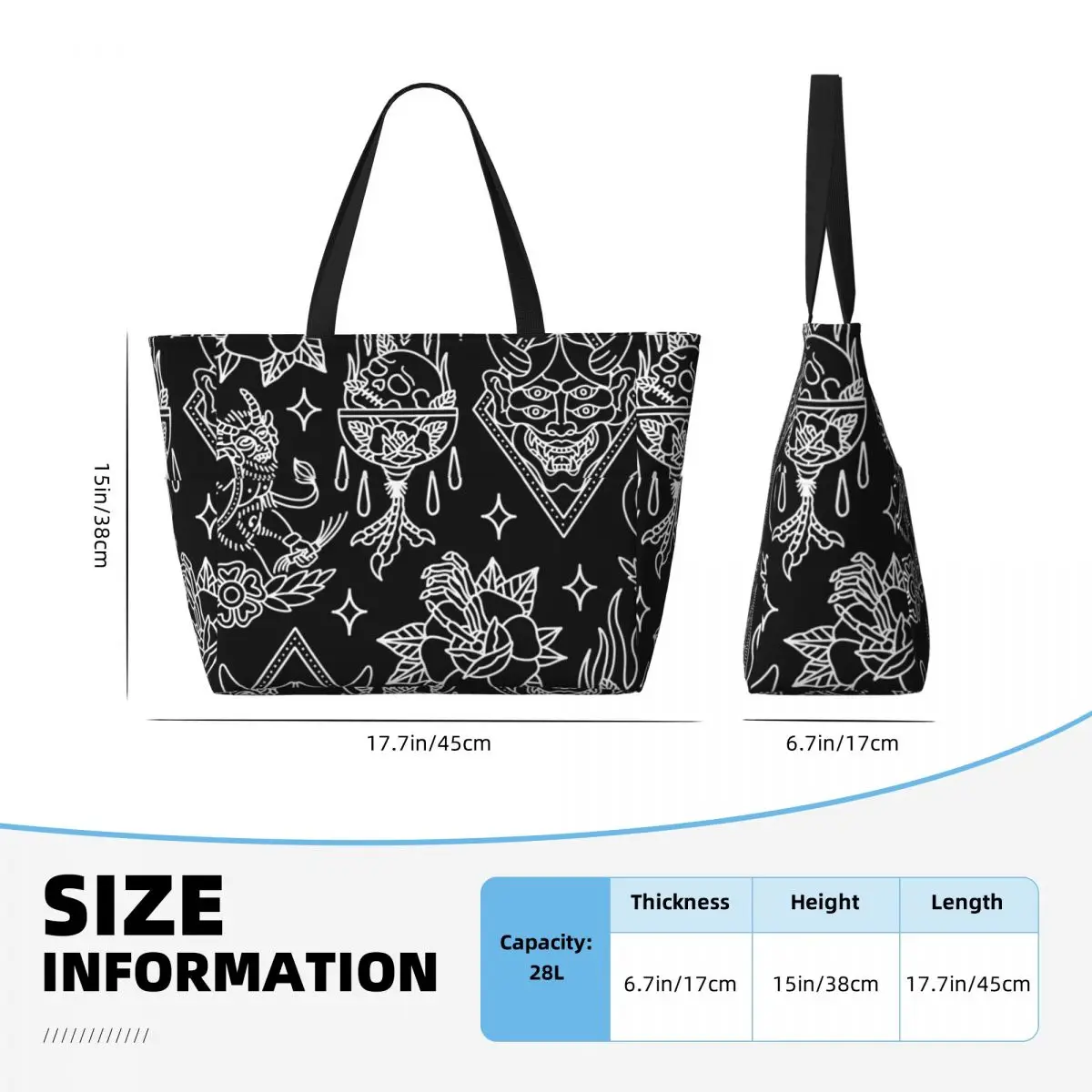 Borsa da viaggio da spiaggia Flash tatuaggio tradizionale bianco, borsa Tote Shopping alla moda borsa a tracolla quotidiana modello Multi-stile