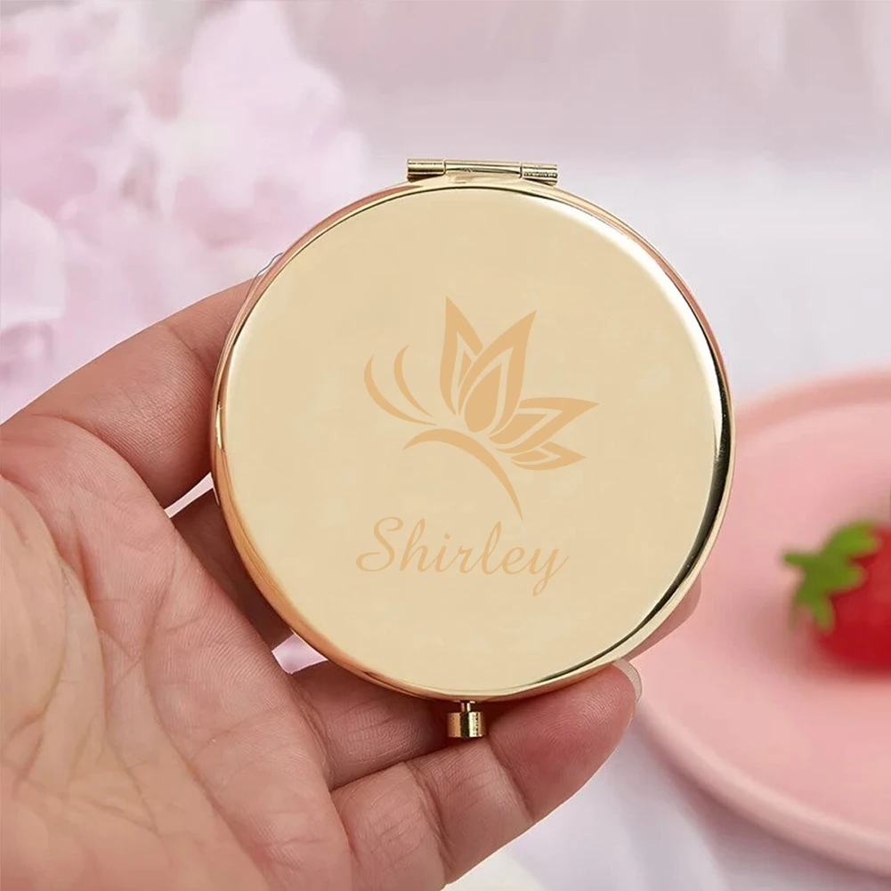 1pc Funny Flying butterfly Custom Name Pocket Mirror Round Circle Mirror Fold Mirror Makeup Mirror Party Gift