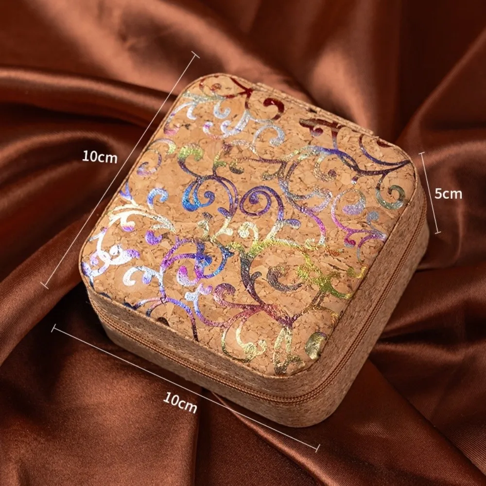 

Retro Portable Jewelry Storage Box Zipper Closure Layered Jewelry Organizer Mini Jewelry Display Case Ring Necklace Earrings