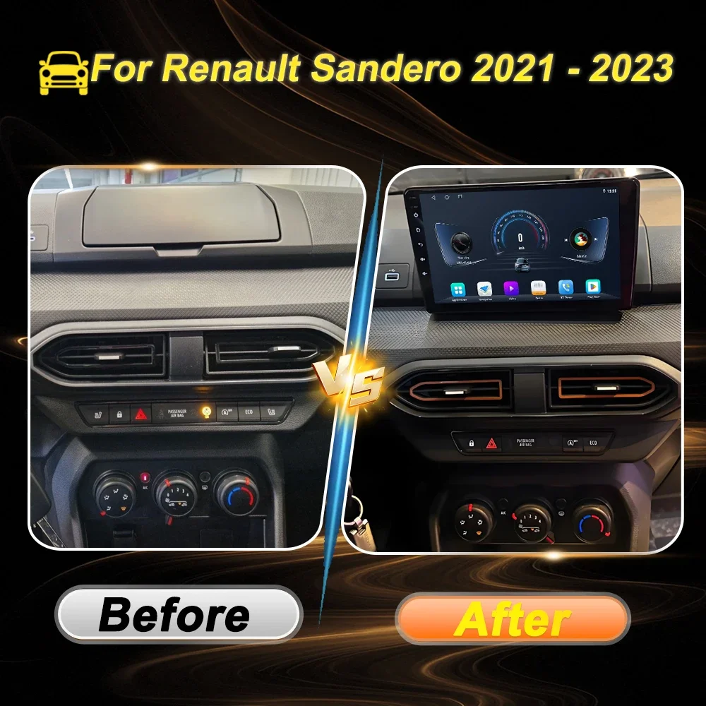 Android 16 For Renault Sandero 2021 2022 2023 Car Radio Multimedia Video Player GPS RDS DSP 4G WIFI BT Carplay Auto Stereo DVD