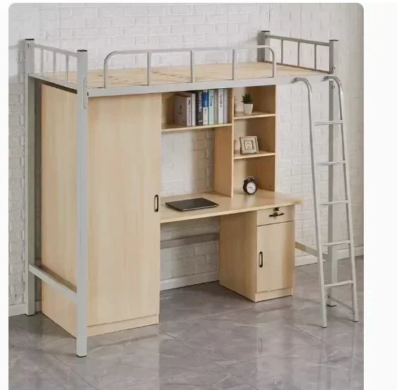 Dormitory Bunk Bed with Desk and Ladder