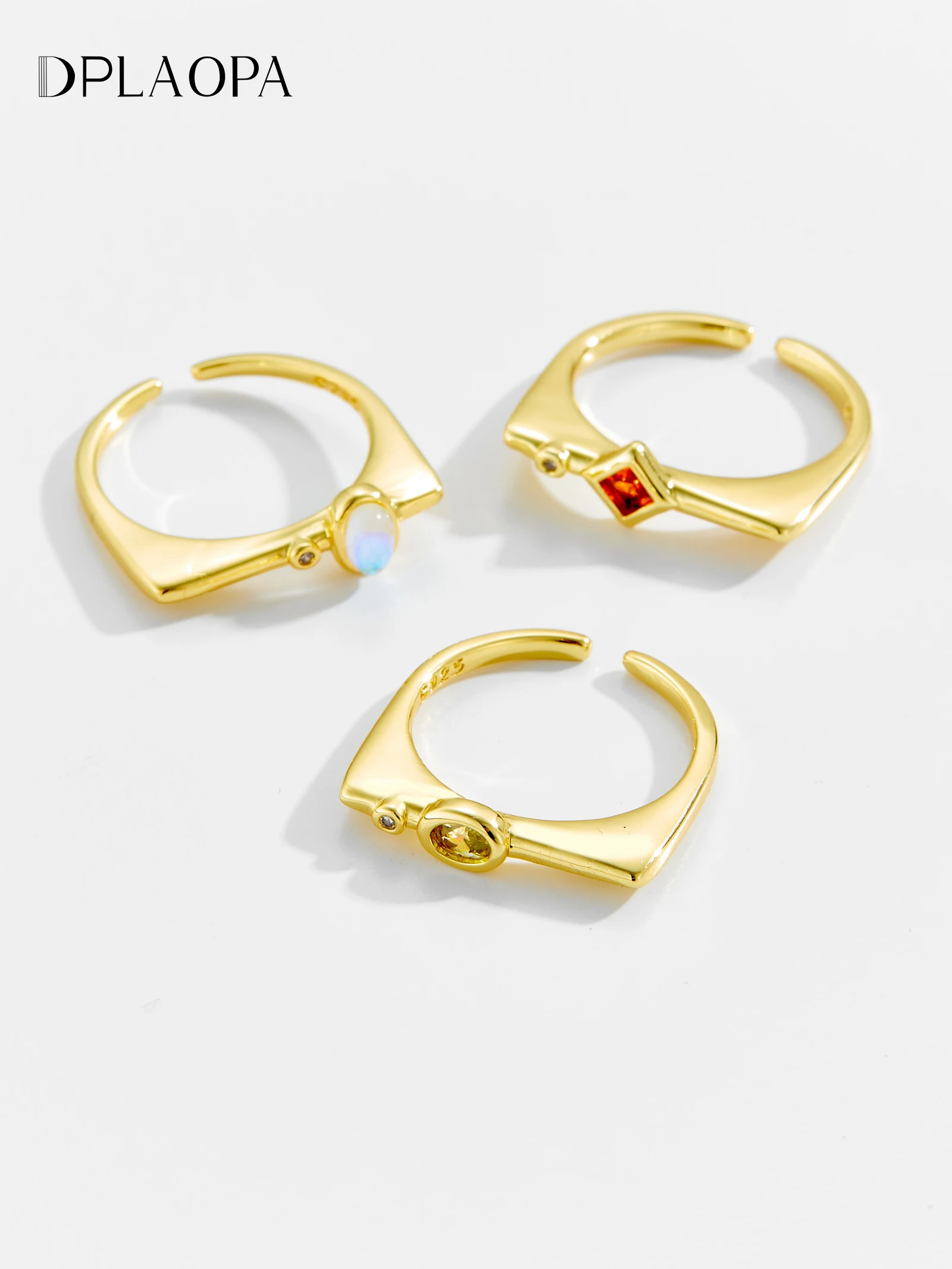

DPLAOPA Стерлингового Серебра 925 пробы Красочное Геометрическое Циркон CZ Открытое Кольцо Регулируемое 2025 Женское Модное Повседневное Вечернее Ювелирное Изделие Подарок